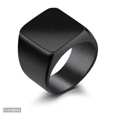 COLOUR OUR DREAMS Trending Alloy Metal Finger Ring Set With Black Cuboid Rectangle Neck Pendant For Boys And Men-thumb5