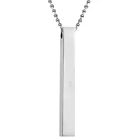 COLOUR OUR DREAMS Men's Jewellery 3D Cuboid Vertical Bar/Stick Stainless Steel Black Silver Locket Pendant Necklace Chain For Boys and Men Unisex Birthday Gift Anniversary Gift Silver Chain Necklace-thumb2