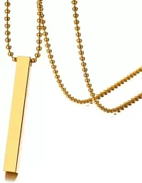 COLOUR OUR DREAMS Stainless Steel gold necklace vertical bar pendant bar necklace for men Gold-plated, Rhodium Stainless Steel, Titanium, Alloy-thumb2