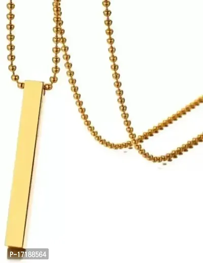 COLOUR OUR DREAMS Stainless Steel gold necklace vertical bar pendant bar necklace for men Gold-plated, Rhodium Stainless Steel, Titanium, Alloy-thumb3