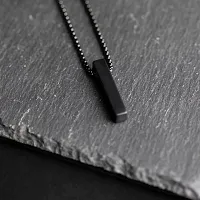 COLOUR OUR DREAMS Trending Alloy Metal Finger Ring Set With Black Cuboid Rectangle Neck Pendant For Boys And Men-thumb1