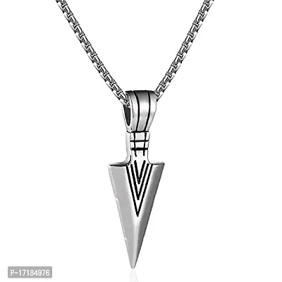 COLOUR OUR DREAMS Men's Jewellery Silver Arrow Necklace For Men boys Arrow Head Pendant Gift for Him Chain Pendant For Men Boys-thumb0