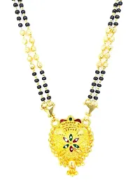 Traditional Ethnic One Gram Gold Plated 30 Inch Long Black Beads Latest Stylish Designer Pendant Golden Mangalsutra for Women-thumb3