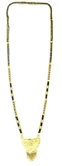 colour our dreams Traditional Ethnic One Gram Gold Plated 30 Inch Long Black Beads Latest Stylish Designer Pendant Golden Mangalsutra for Women-thumb3