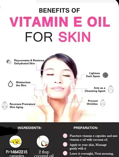 Vitamin E Capsules Facial Oil 60 Soft Gel Capsule Vitamin E Face Glowing, Skin Whitening Eyes for Acne Scars, Wrinkles, Moisturizer, Dark Circles Pack Of 1 + aloevera lipbalm Pack Of 2-thumb2