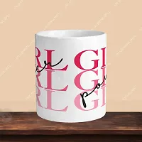 VM SHOPPING MALL Premium 330ml Ceramic White Coffee Mug - Perfect for Coffee and Tea - Single Pack Girl Power L-thumb1