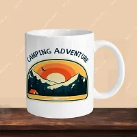 Premium 330ml Ceramic White Coffee Mug - camoing adventure- Single  Pack-thumb2