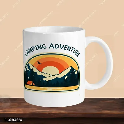 Premium 330ml Ceramic White Coffee Mug - camoing adventure- Single  Pack-thumb3