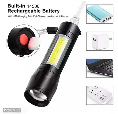 Zoomable Torch Light Long Range 2 in 1 Long Distance Up to 0.4 Km Keychain Flashlight With USB Charging  3 Light Mode Flash Light