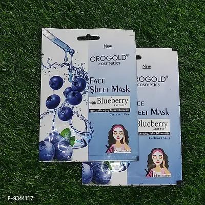 Orogold Face Sheet Mask With Blueberry Extract For Reducing Skin Aging And Fight Inflammation ( Pack Of 2 ) 20g each