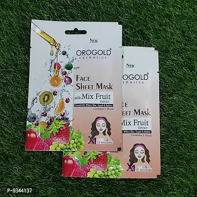 Orogold Face Sheet Mask With Mix Fruit Extract for Oil control and White Skin and Radiant Extract For Reducing Skin Aging And Fight Inflammation ( Pack Of 2 ) 20g each