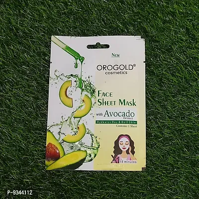 Orogold Face Sheet Mask With Avocado Extract for Hydration of Dry andd Dull Skin ( Pack Of 1 ) 20g each