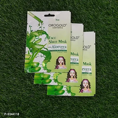 Orogold Face Sheet Mask With Aloevera Extract for Improving Skin Natural Firmness ( Pack Of 3 ) 20g each