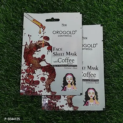 Orogold Face Sheet Mask With Coffee Extract For Srimulating Blood Flow ( Pack Of 2 ) 20g each