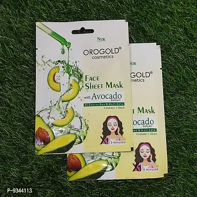 Orogold Face Sheet Mask With Avocado Extract for Hydration of Dry andd Dull Skin ( Pack Of 2 ) 20g each