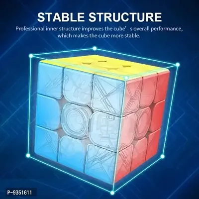 Speed Cube 3 x 3 Sticker-Less 3 D Cube Puzzle Game for Beginners and Professionals -Multicolour-thumb2