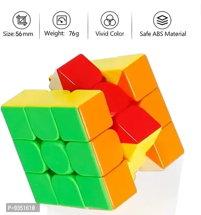 Speed Cube 3 x 3 Sticker-Less 3 D Cube Puzzle Game for Beginners and Professionals -Multicolour