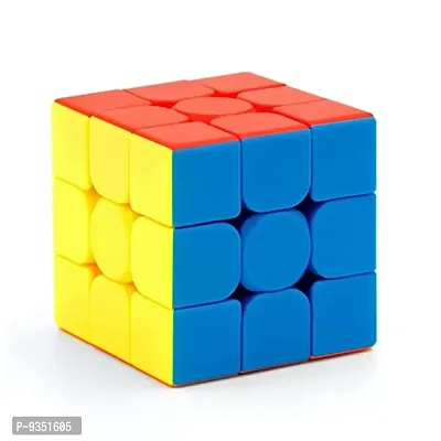 Speed Cube 3 x 3 Sticker-Less 3 D Cube Puzzle Game for Beginners and Professionals -Multicolour