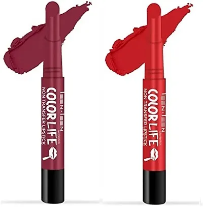 Trendy Mattestick Color Life Non-Transfer Crayon Lipstick Added Primer (Pack Of 2)