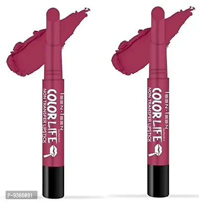Trendy Mattestick Color Life Non-Transfer Crayon Lipstick Added Primer - Waterproof And Long Lasting Combo Pack Of 2-thumb0