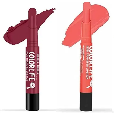 Trendy Mattestick Color Life Non-Transfer Crayon Lipstick Added Primer (Pack Of 2)