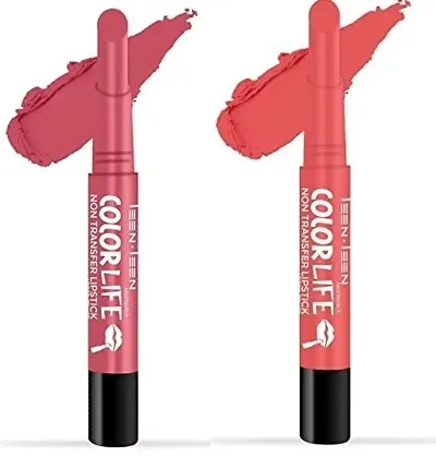 Trendy Mattestick Color Life Non-Transfer Crayon Lipstick Added Primer (Pack Of 2)