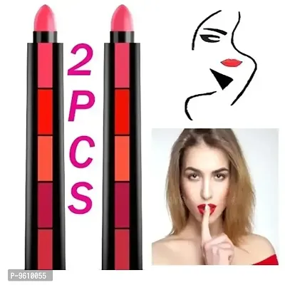 5 In 1 Matte Lipstick ( pack of 2 - Random shade)-thumb0