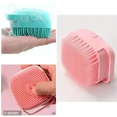 Body Scrubber with Soap Dispenser for Shower  Silicone Exfoliating Brushes  Soft Body Exfoliator  Bath Loofah for Babies  Kids  Women  Men and Pets (Random color  Pack of 1)-thumb0