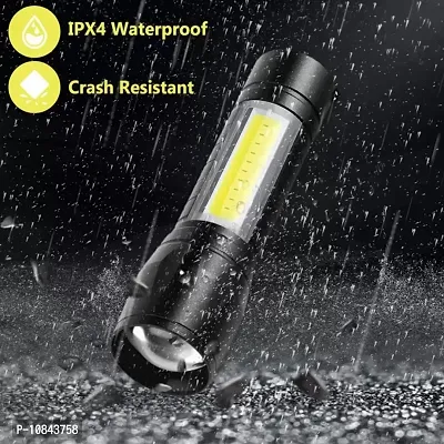 Zoomable Waterproof Torchlight LED 2in1 3 Mode Waterproof Rechargeable LED Zoomable Metal 7w Torch (Black, 9.3 cm, Rechargeable) Pack Of 1-thumb3