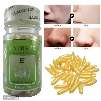 Vitamin E Capsules Facial Oil 60 Soft Gel Capsule Vitamin E Face Glowing, Skin Whitening Eyes for Acne Scars, Wrinkles, Moisturizer, Dark Circles Pack Of 1-thumb0