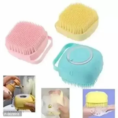 Body Scrubber with Soap Dispenser for Shower  Silicone Exfoliating Brushes  Soft Body Exfoliator  Bath Loofah for Babies  Kids  Women  Men and Pets (Random color  Pack of 3)-thumb0