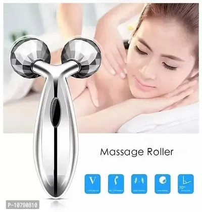 Face Body Roller Massager, 3D Roller Face Massager Y-Shape Face Lift Tool Firming Beauty Massage Body Face Massager (Silver) (Pack Of 1)