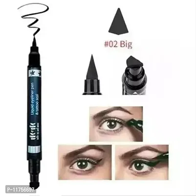 Trendy M  M 2In1 Super Double-Headed Black Liquid Eyeliner Pencil Pen Waterproof Star Heart Pack Of 1