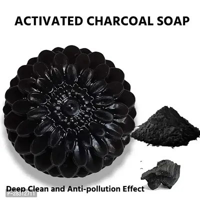 ACTIVATED CHARCOAL HANDMADE BATHING SHOP for for skin whitening, Tan Removal, Treat Oily Skin and Deep Cleansing COMBO PACK OF 1 (1x100gm) | CHEMICAL FREE SOAP Bath Scrubs  Soaps-thumb3