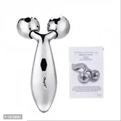 Face Body Roller Massager, 3D Roller Face Massager Y-Shape Face Lift Tool Firming Beauty Massage Body Face Massager (Silver) (Pack Of 1)-thumb0