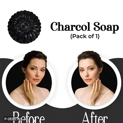 ACTIVATED CHARCOAL HANDMADE BATHING SHOP for for skin whitening, Tan Removal, Treat Oily Skin and Deep Cleansing COMBO PACK OF 1 (1x100gm) | CHEMICAL FREE SOAP Bath Scrubs  Soaps-thumb0