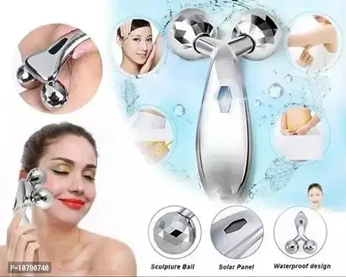 Manual Roller 3D Y Shape Massager 360 Rotate Full Body Massage For Face Lifting Wrinkle Remover, Silver (Pack Of 1)