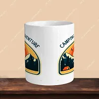 Premium 330ml Ceramic White Coffee Mug - camoing adventure- Single  Pack-thumb1