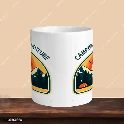 Premium 330ml Ceramic White Coffee Mug - camoing adventure- Single  Pack-thumb2