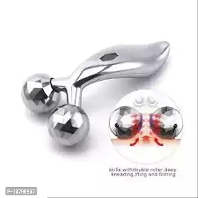 Manual Roller 3D Y Shape Massager 360 Rotate Full Body Massage For Face Lifting Wrinkle Remover, Silver (Pack Of 1)