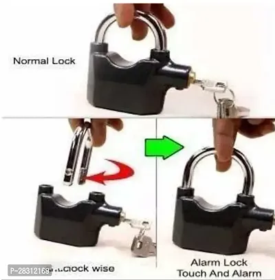 Alarm Security Lock with Motion Sensor and 3 Keys, Metallic finish (Black)-thumb3