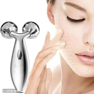 Manual Roller 3D Y Shape Massager 360 Rotate Full Body Massage For Face Lifting Wrinkle Remover, Silver (Pack Of 1)