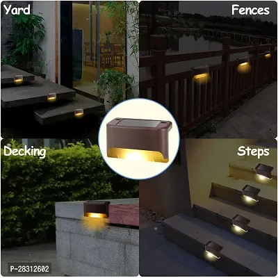 Solar Lights Outdoor Solar Deck Lights Waterproof Solar Fence Lights LED Stair Lights for Stair Fence Deck Patio Post Railing Pool Pathway, Warm White Pack of 4-thumb3