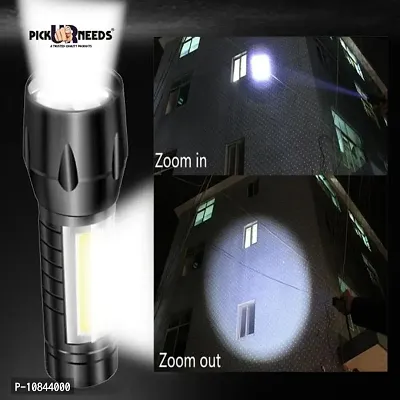 Zoomable Waterproof Torchlight LED 2in1 3 Mode Waterproof Rechargeable LED Zoomable Metal 7w Torch (Black, 9.3 cm, Rechargeable) Pack Of 2-thumb4