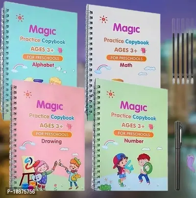 4 PCS Magic Practice Copybook for Kids English Reusable Magical Copybook Kids Tracing Book for Handwriting Magical Letter Writing Book Set-thumb0