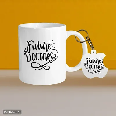 330ml Ceramic White Coffee Mug - Dr. To Be - WithApple Keychain-thumb0