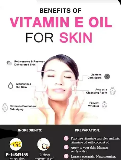 Vitamin E Capsules Facial Oil 60 Soft Gel Capsule Vitamin E Face Glowing, Skin Whitening Eyes for Acne Scars, Wrinkles, Moisturizer, Dark Circles Pack Of 1-thumb2