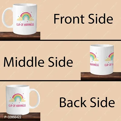 Premium 330ml Ceramic White Coffee Mug - cup of happiness rainbow - Single Pack-thumb4