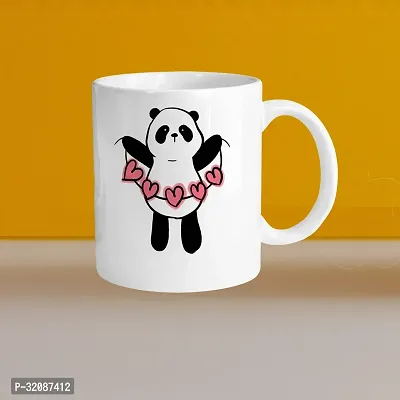 Premium 330ml Ceramic White Coffee Mug - love panda- Single  Pack