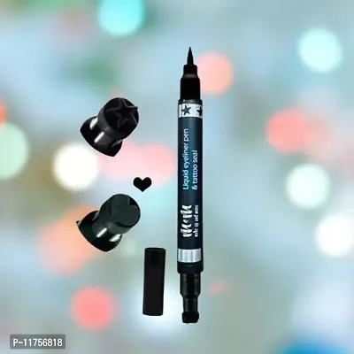 Trendy M  M 2In1 Super Double-Headed Black Liquid Eyeliner Pencil Pen Waterproof Star Heart Pack Of 1